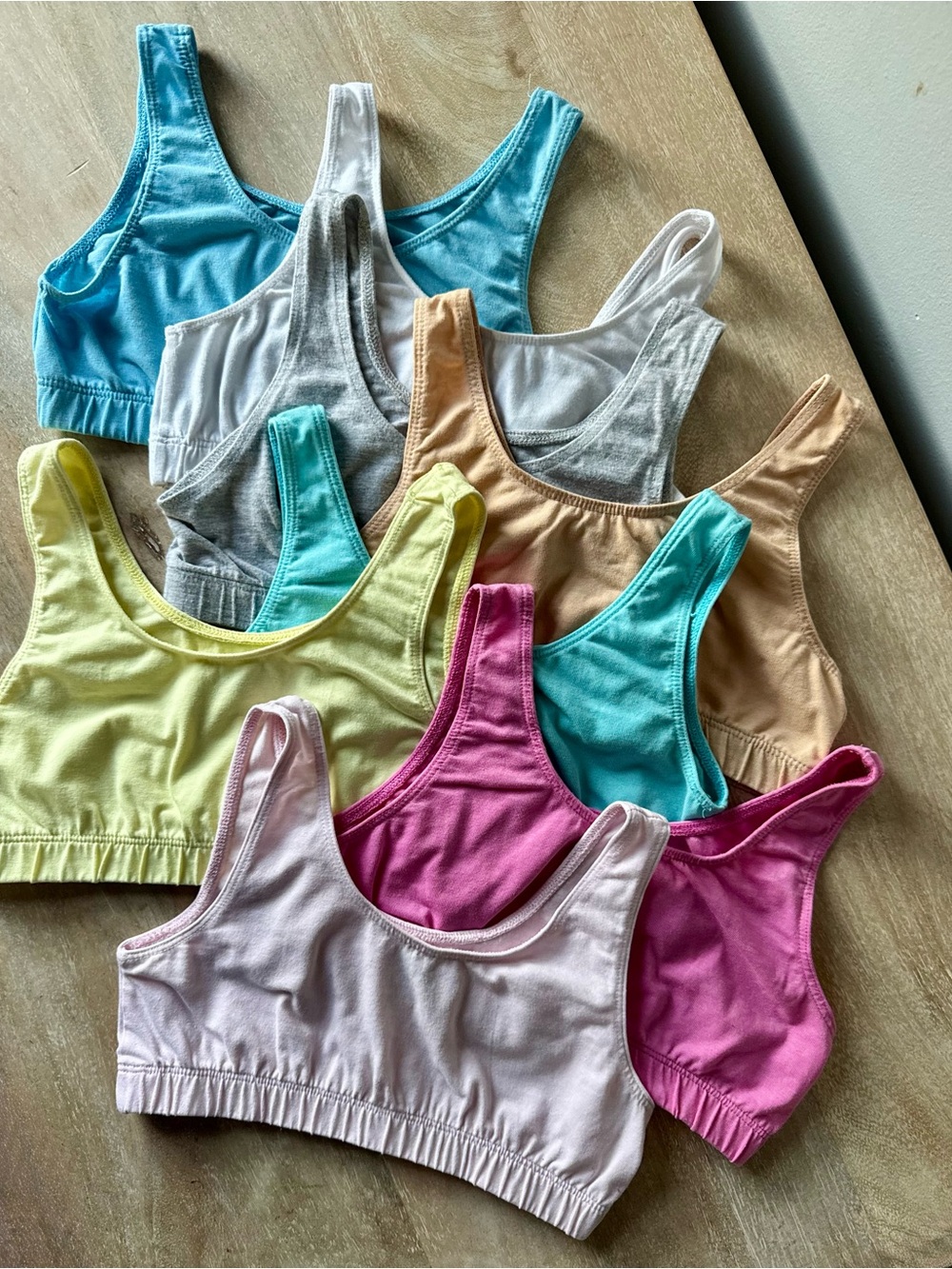 Assorted Cotton Bralette Tops in Pastel & Bright Colors